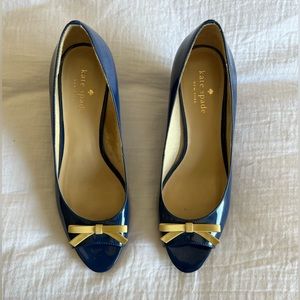 Kate Spade peep toe blue heels, size 7.5